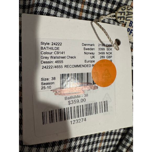 Baum und Pferdgarten NWT Bathilde Jacket in Grey Wallstreet Check Size 38 - Picture 10 of 11